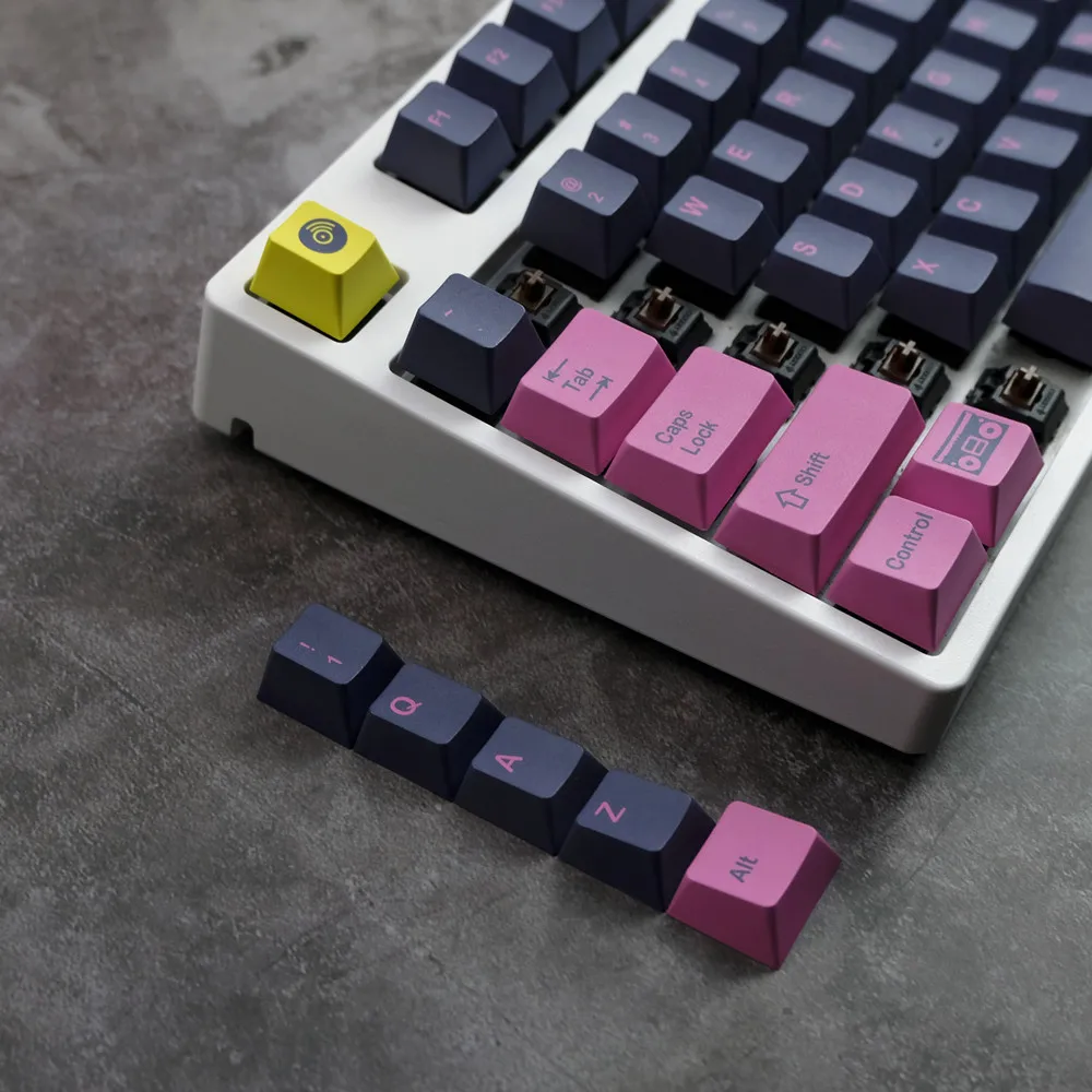 Retro wave keycap PBT sublimation mechanical keyboard original personalized keys full set and 75