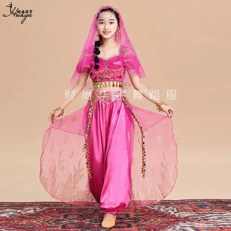 Costume de princesse pour Halloween, ensemble de spectacle pour enfants, robe de danse indienne, costume de performance exotique pour femme