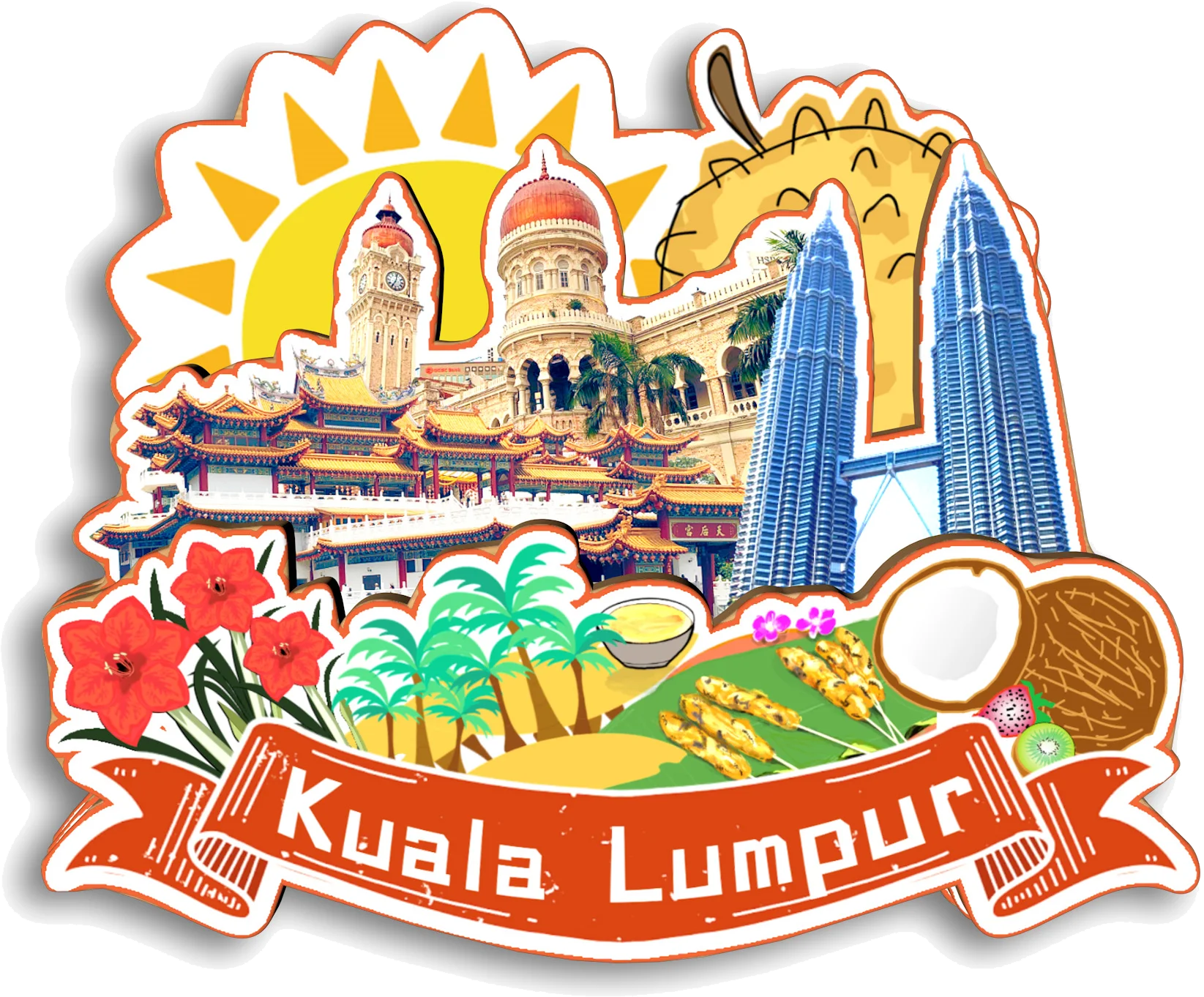 كوالالمبور لانجكاوي سيمبورنا بوتراجايا سانداكان كوانتان ماليزيا مغناطيس الثلاجة هدية تذكارية للسفر #3