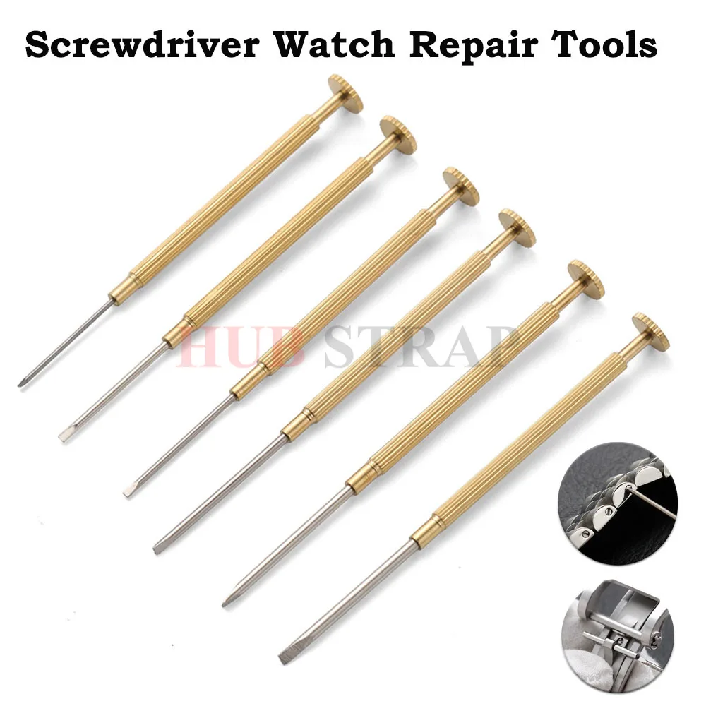 0.8mm 1.0mm 1.2mm 1.4mm 1.6mm 1.8mm Metal Slotted Screwdriver Watch Repair Tools Removal Install Screws Set Watchmaker for Rolex