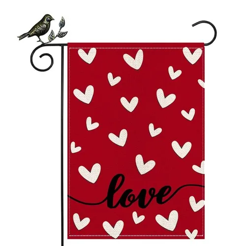 GEEORY Valentines Day Red Love Hearts Garden Flag 12 x 18 Inch, Double-Sided ... OOV IIC
