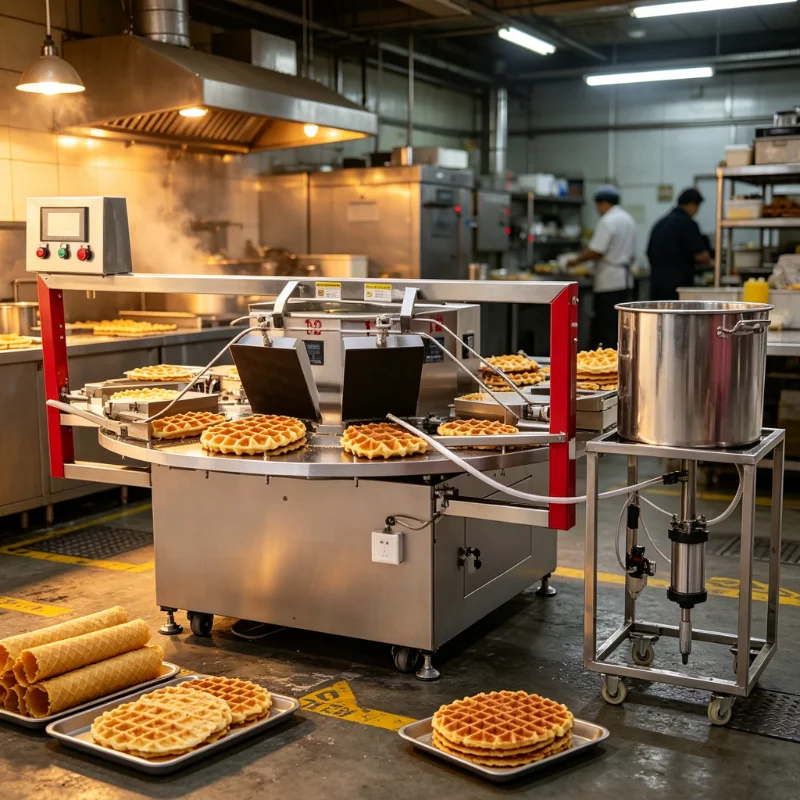 Small Commercial Multifunctional Crepe Maker Custom Crispy Phoenix Waffle Egg Roll Ice Cream Cone Production Line