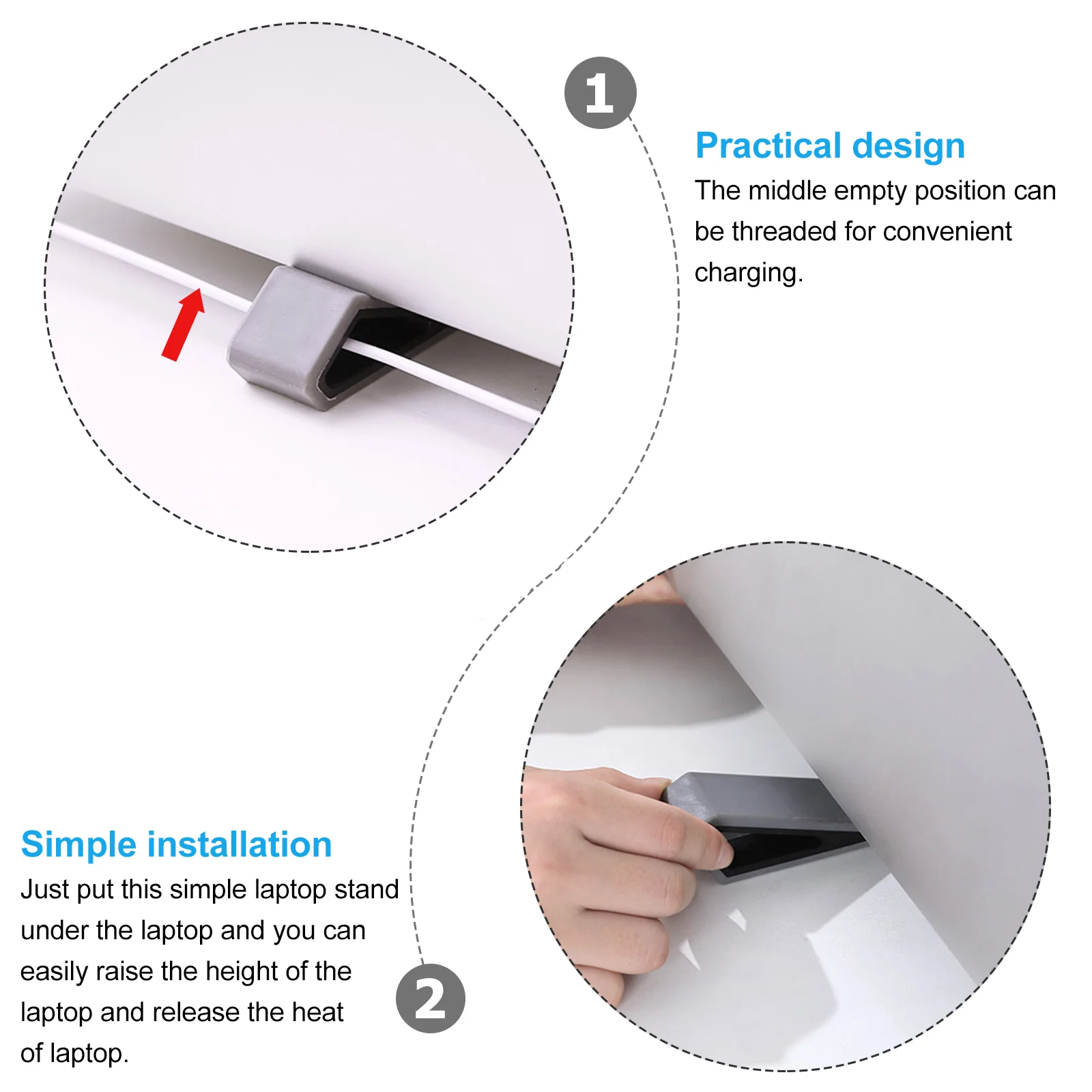 2 Pcs Adjustable Laptop Riser Notebook Ventilated Bracket Computer Radiator for Keyboard Stands Support