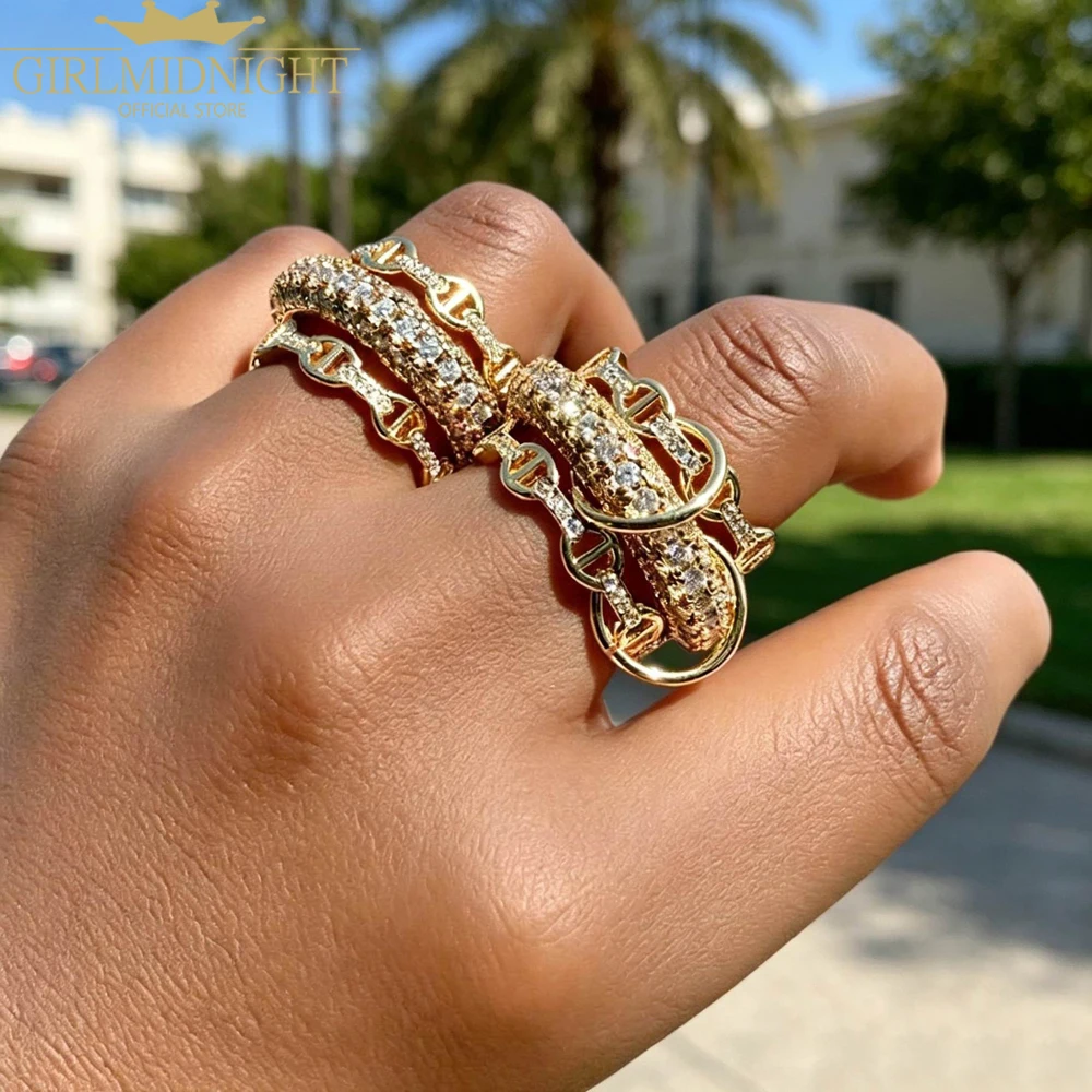 Neue Goldfarbe, 3-teilig, stapelbar, mehrteiliger Ring, Kupfer, Zirkon, mehrteilig, stapelbar, Eternity-Band-Ringe, modischer Damenschmuck