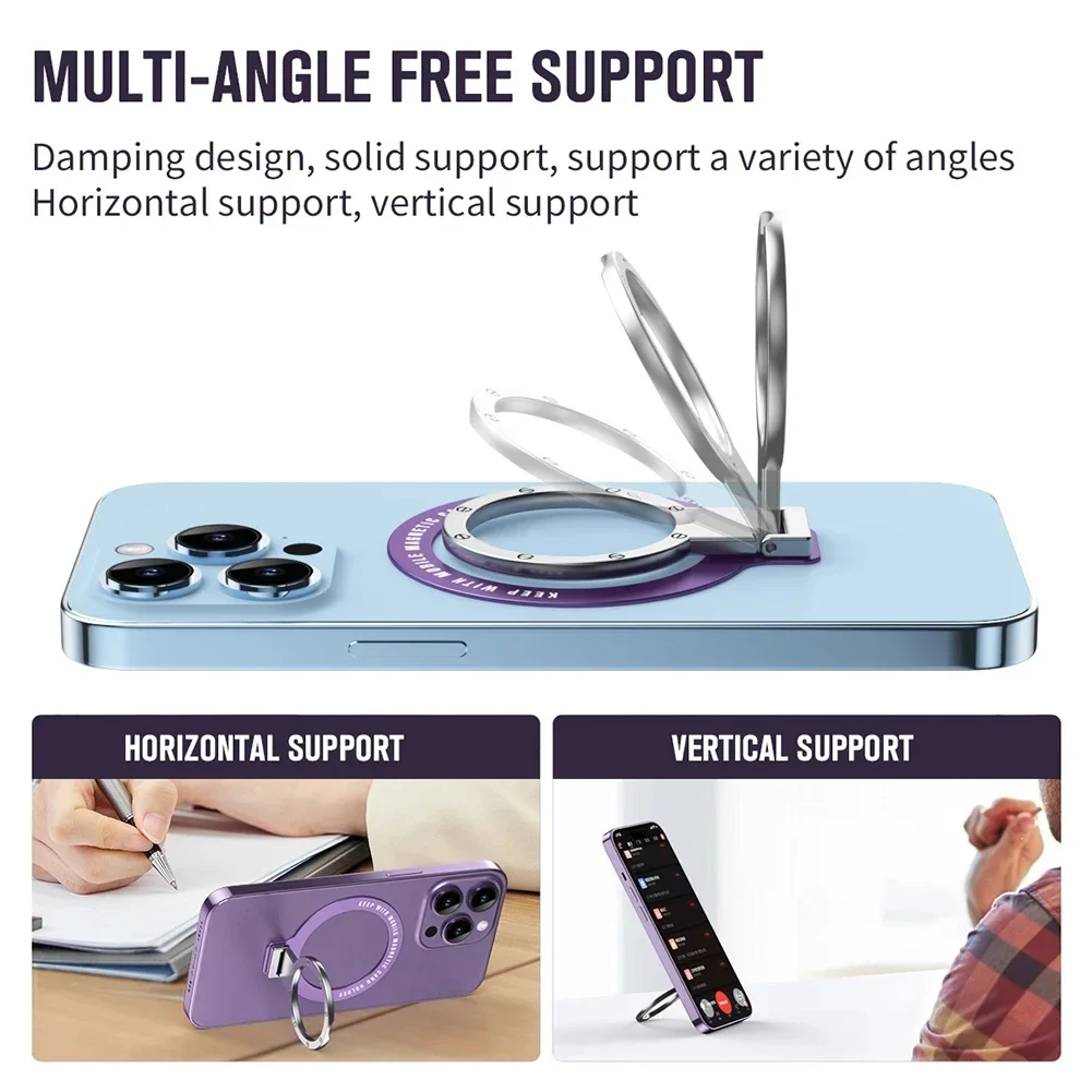 For MagSafe Metal Ring Holder Foldable Adhesive Cell Phone Support Finger Ring Bracket for Magnetic Car Phone Mount Stand