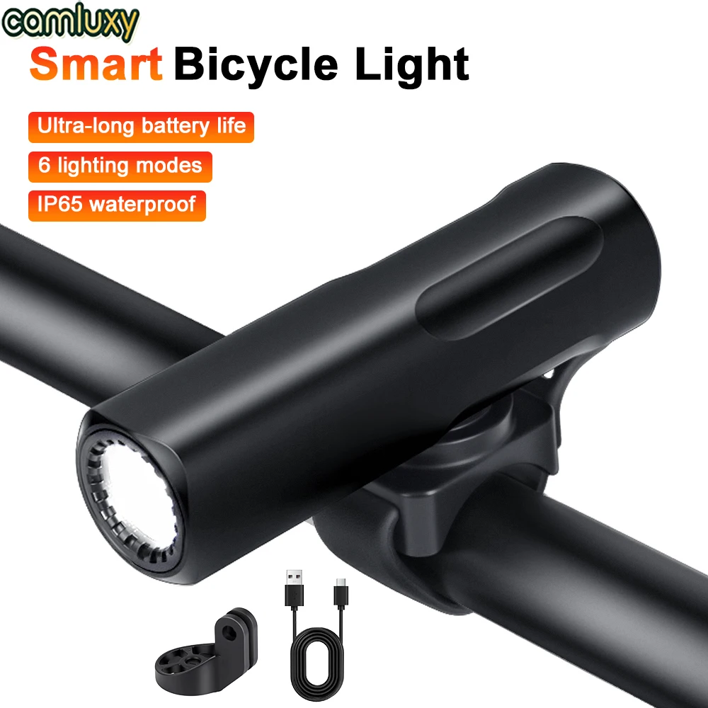 

Camluxy 600 Lumens High Bicycle Headlight 1200mAh with 6 Modes IP65 USB-C Rechargeable MTB Road Cycling Safety Front Lamp