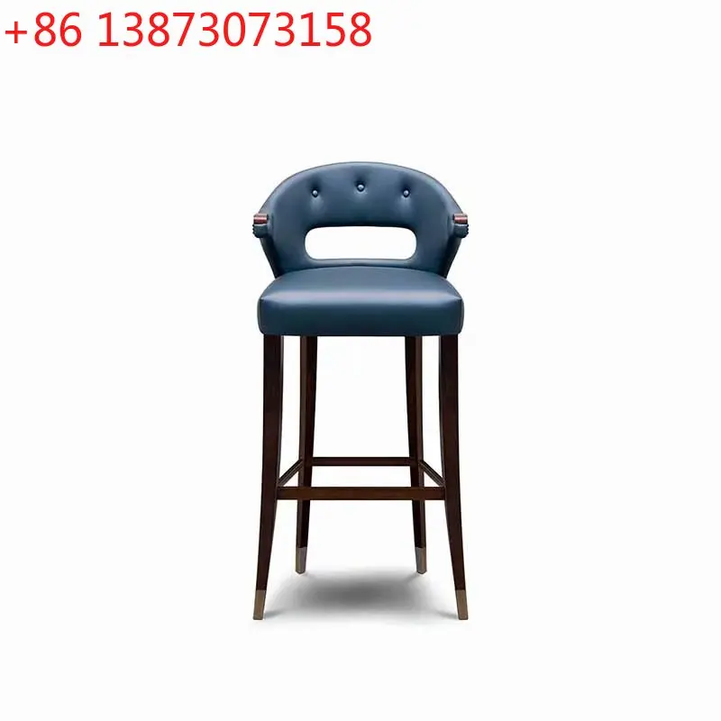 

Барный стул из массива дерева, мебель на заказ, современный кожаный стул с художественной спинкой, барный стул-скамья, модный высокий стул
