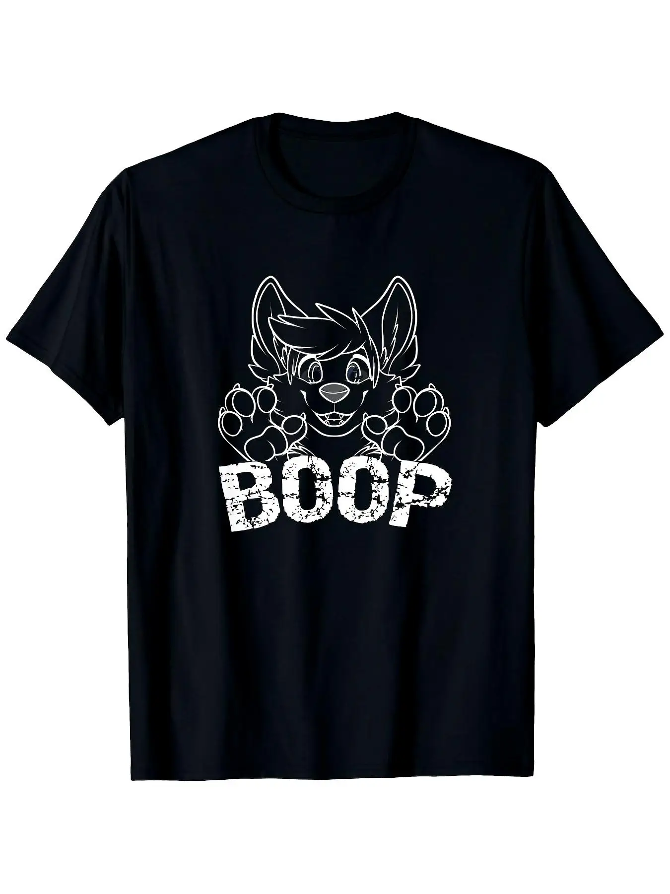 Fursuit BOOP Cute Dog Furry fandom meme T-shirt 100% single-sided print black short-sleeve T-shirt Christmas New Year gift for men women family friends S-XXXL fabric weight 180G