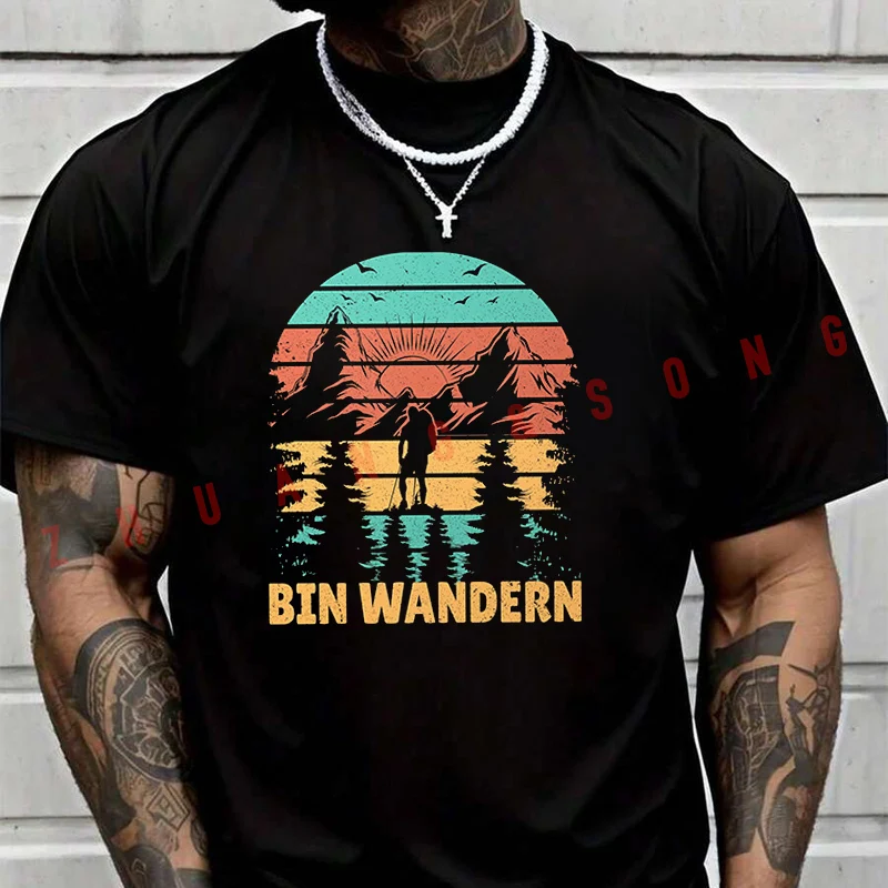 

Футболка Wandern Spruch Bin Wandern, мужская брендовая футболка, летние мужские футболки, повседневные футболки высокого качества с круглым вырезом
