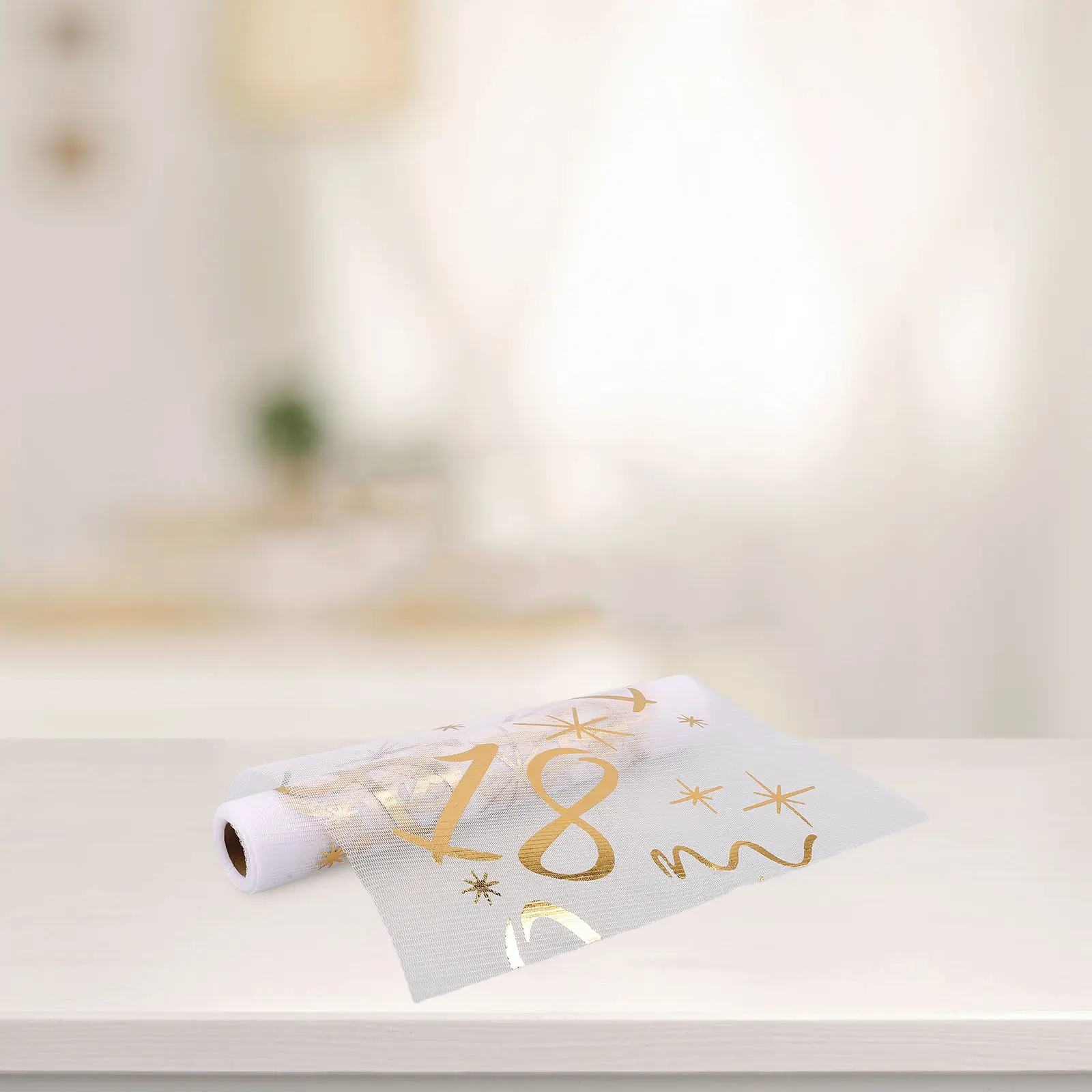 Gold Foil Mesh Table Runner Long Heat Press Birthday 18Th Anniversary Dining Table Decor Elegant Party Disposable Roll