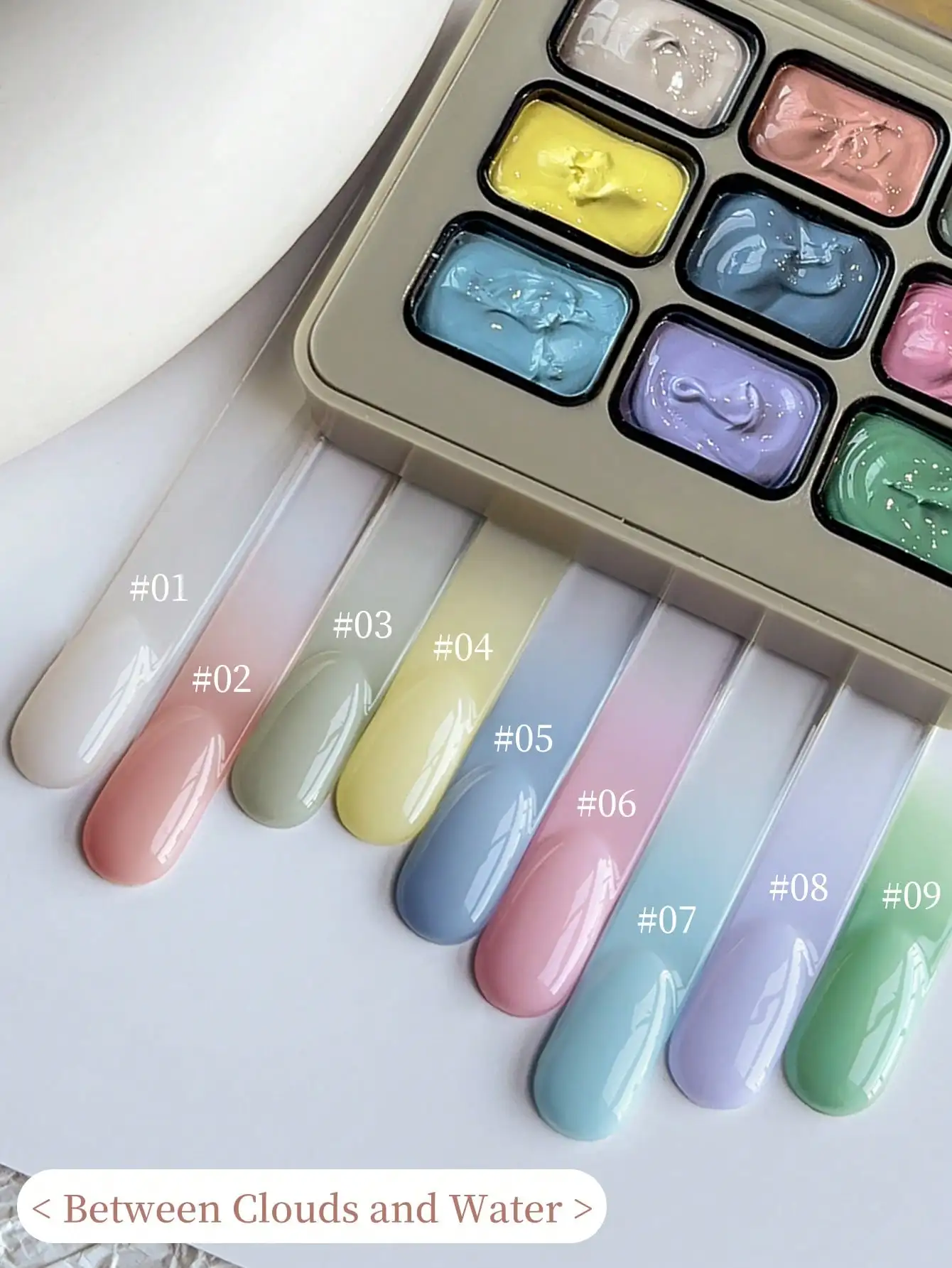 

MORDDA 9pcs Cloud Water Series 9-colors Patting Glue Set, UV LED Immersion Nail Polish,Holiday DIY Nail Polish Design