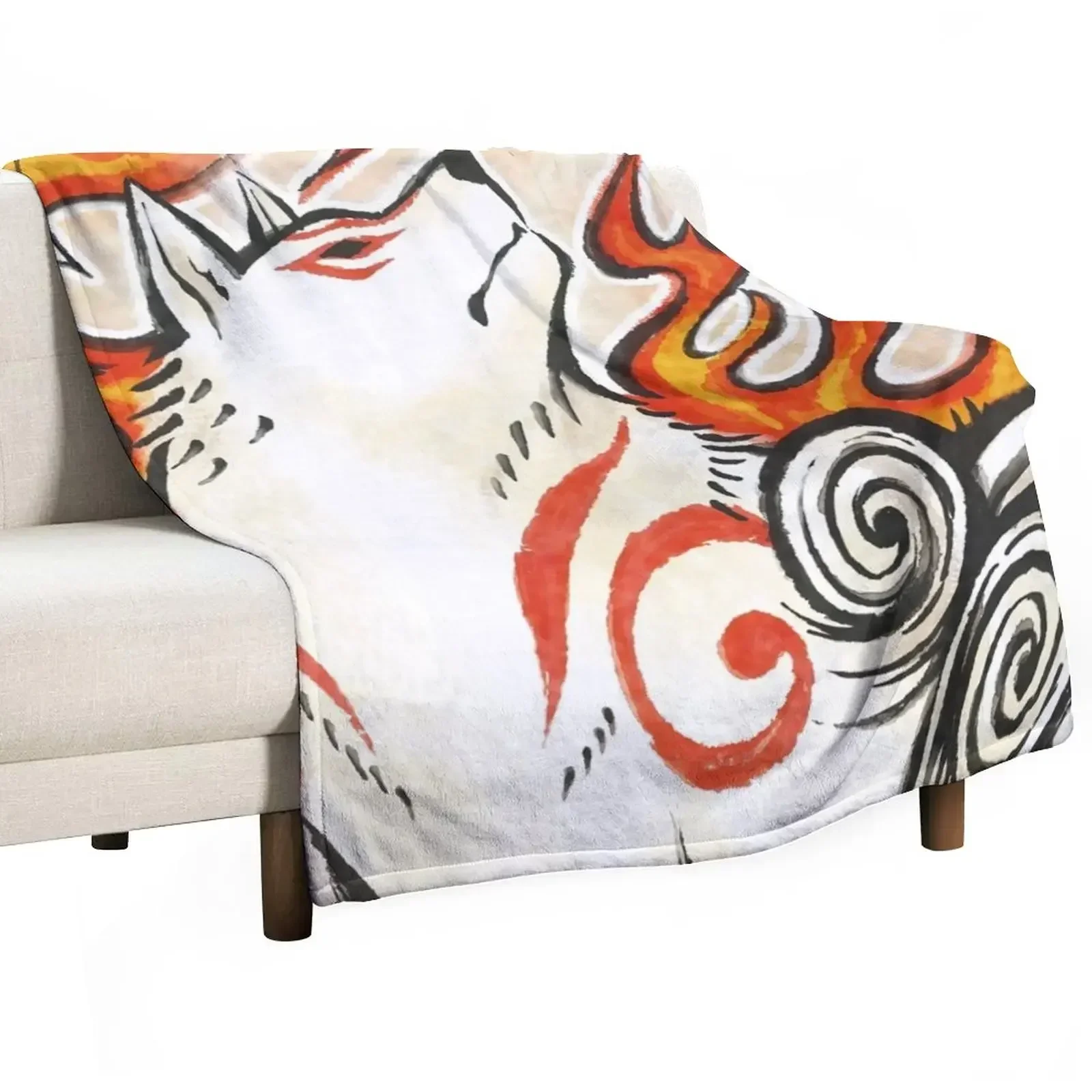 

New Okami Amaterasu Wolf Spirit Japanese Sun God Throw Blanket Beach Single cosplay anime Blankets