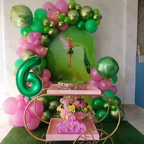 115pcs Princess Tinkerbell Tinker Bell Faery Fairy Elf Flower Elves Balloon Happy Birthday Party Decor