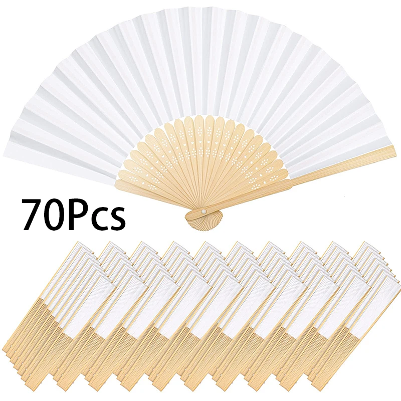 

70Pcs Hand Fan Wedding Fan Foldable Handheld For Dancing Decorations