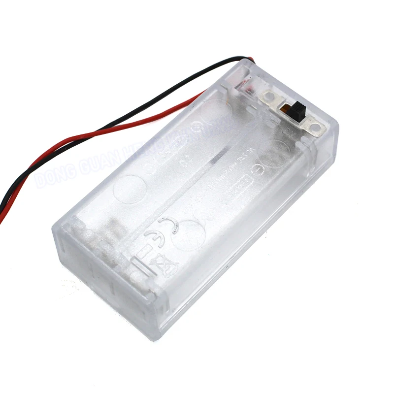 1-20pcs Transparent 2-Section No.5 Aa Battery Box With Cable Switch Cover Series Power Supply Box 3v 6v 12v Diy Toy Accessories
