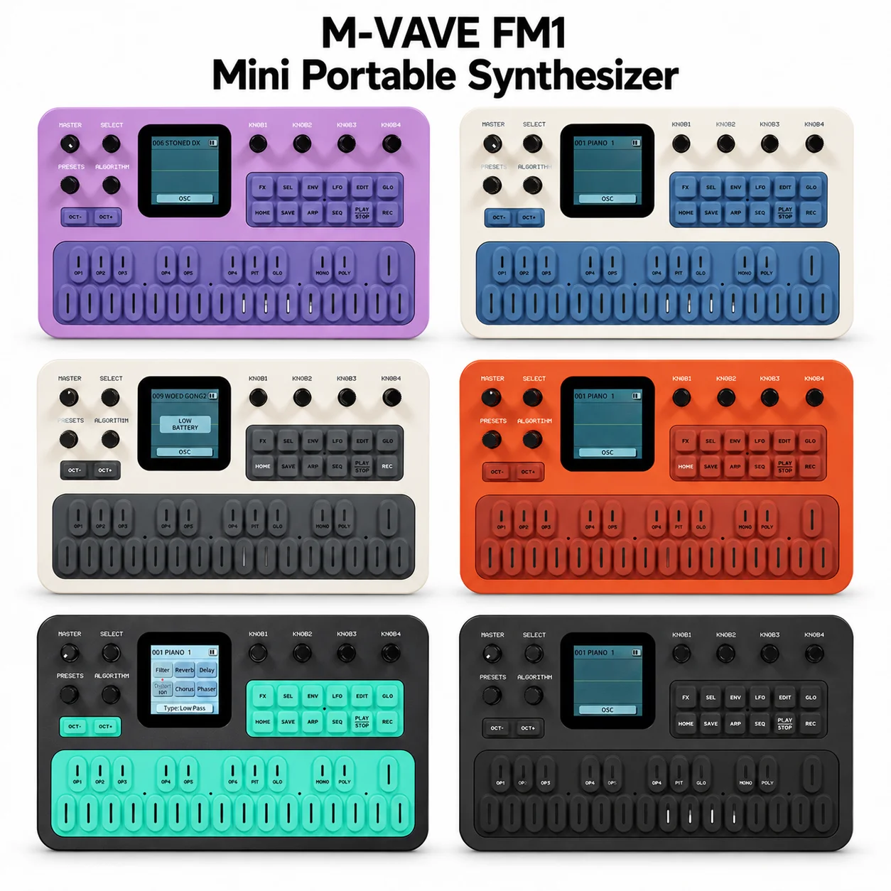 M-VAVE FM-1 Portable FM Synthesizer 27 Key Keyboard 128 Presets Bluetooth MIDI Built-in Speaker Rechargeable Battery
