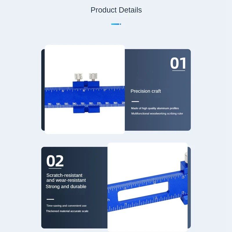 3PCS Woodworking Ruler Scriber Positioning Scribing Gauge With Metric Imperial Scales For Carpenter