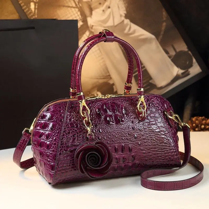 High Grade Leather Crocodile Pattern Handbag For Women's Fashion Light Luxury One Shoulder Crossbody Large Capacity Pillow Bag