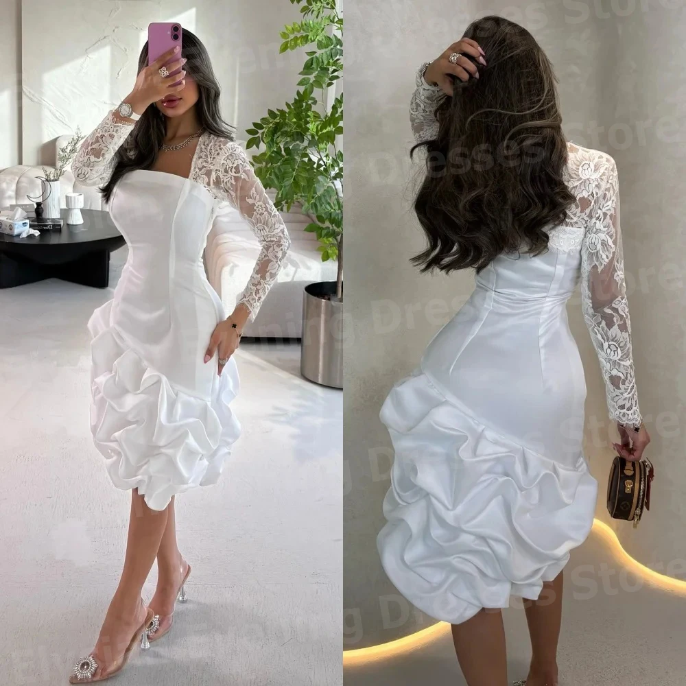 

Мини-женские вечерние платья русалки с длинным рукавом по индивидуальному заказу, кружевные аппликации, платья для выпускного вечера, Vestidos Para Mujer Elegantes
