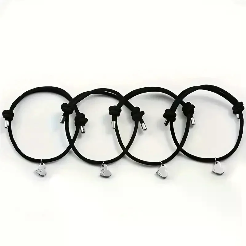 أربع أوراق البرسيم المغناطيسي أفضل أساور الصداقة ل 4 قطعة النساء الرجال المغناطيس القلب أفضل صديق للأبد حسن الحظ سوار هدية