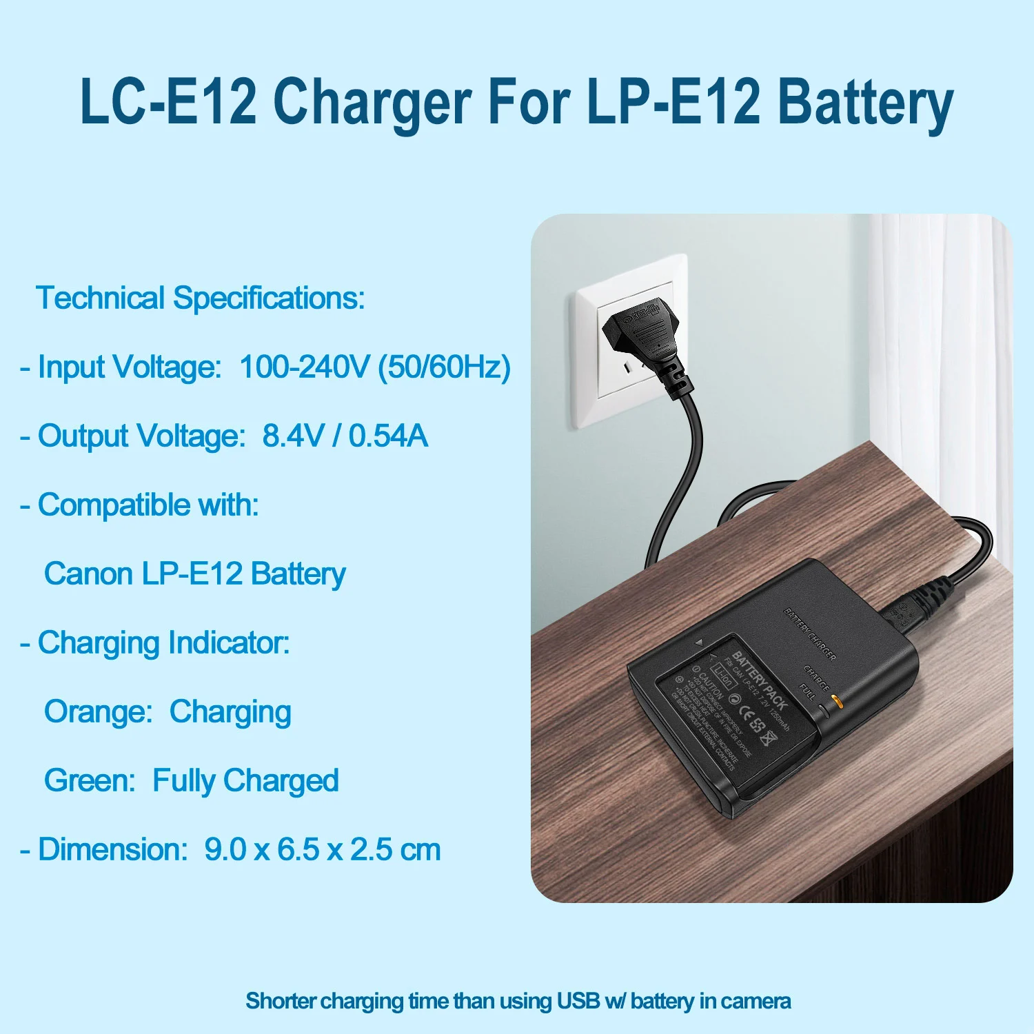 LC-E12 Akkuladegerät für Canon LP-E12 für LPE12 Akku EOS EOS M, M2, M2(W), M10, 100D, M200, M50, M50II, M10, M100, SX70, Re – Detail 5