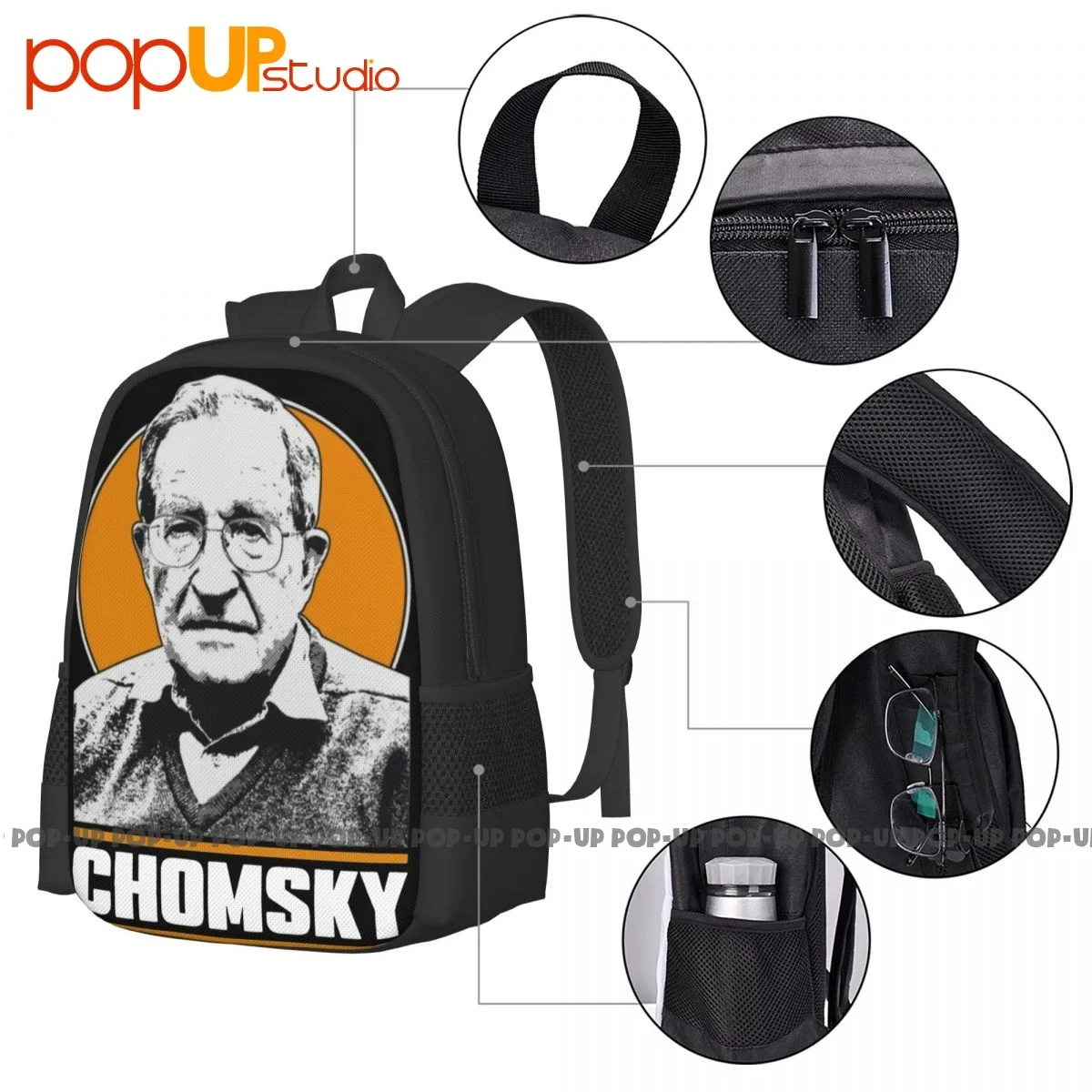 Noam Chomsky tributo moderno linguografia mochila, grande capacidade ginásio, eco amigável