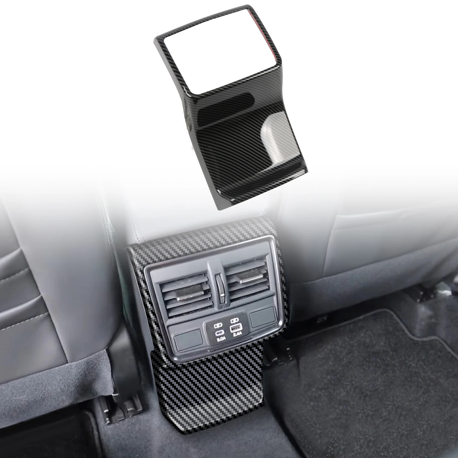 

For Subaru Forester 2025 Carbon Black Rear Armrest Air Vent Outlet Cover Frame Trim ABS Car Accessories 1pc