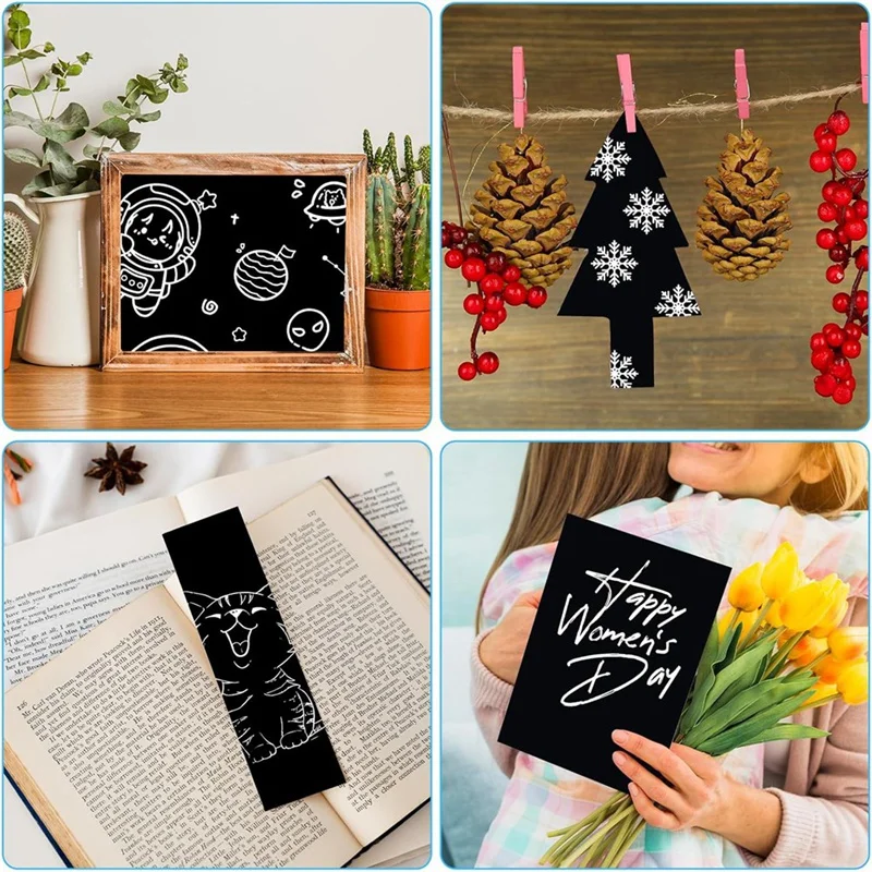 Scratch Paper Art Set 50 Sheets 7.8X11.2 In Black Coated Scratchboard Paper Scratch Paper For Kids Adults