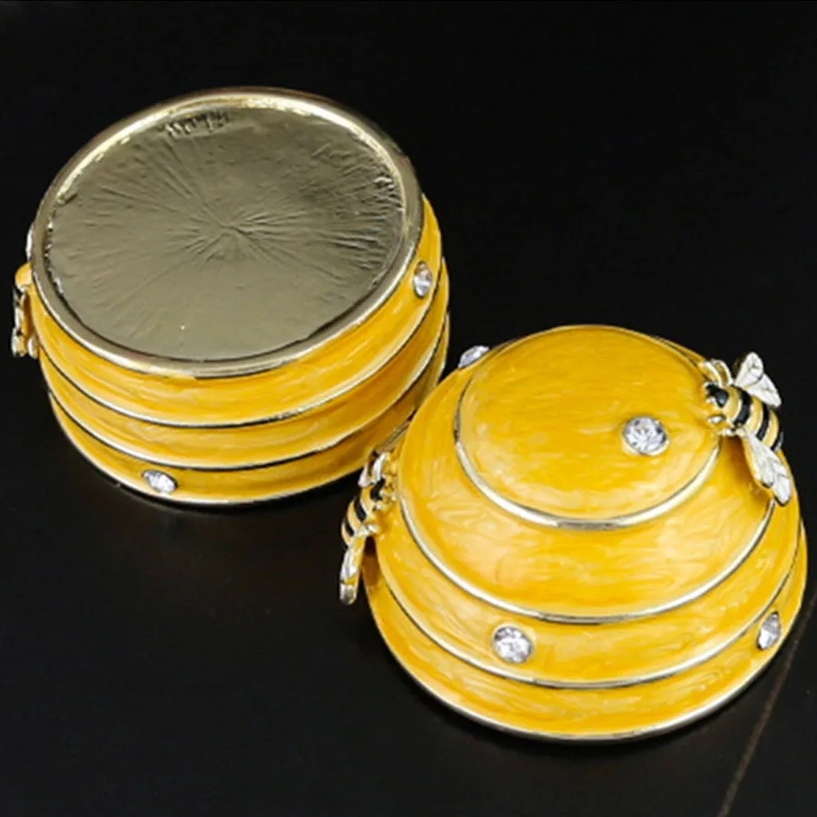 Hand Painted Metal Enamel Hinged Trinket Box Ornamental Mini Jewelry Ring  Organizer Vintage Collectible Figurine Keepsake Box