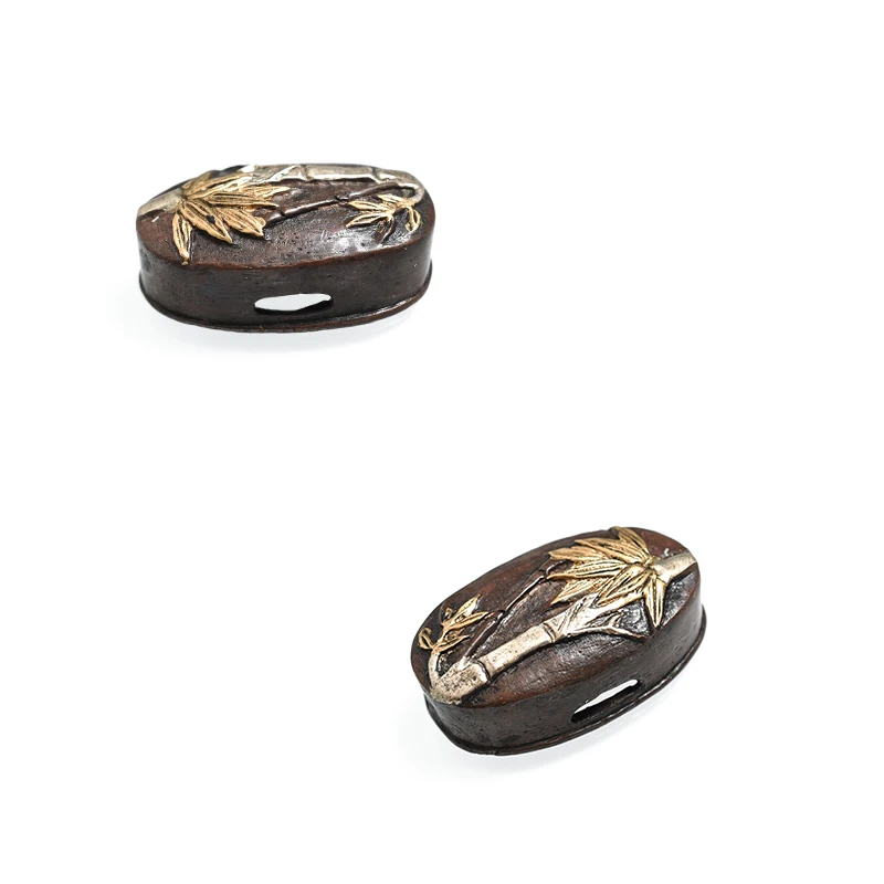 Tsuba - Espada samurái Katana Koshirae, Guardia de tsuba, Fuchi Kashira Menuki, As monturas de espadas japonesas, tema de bambú, latón