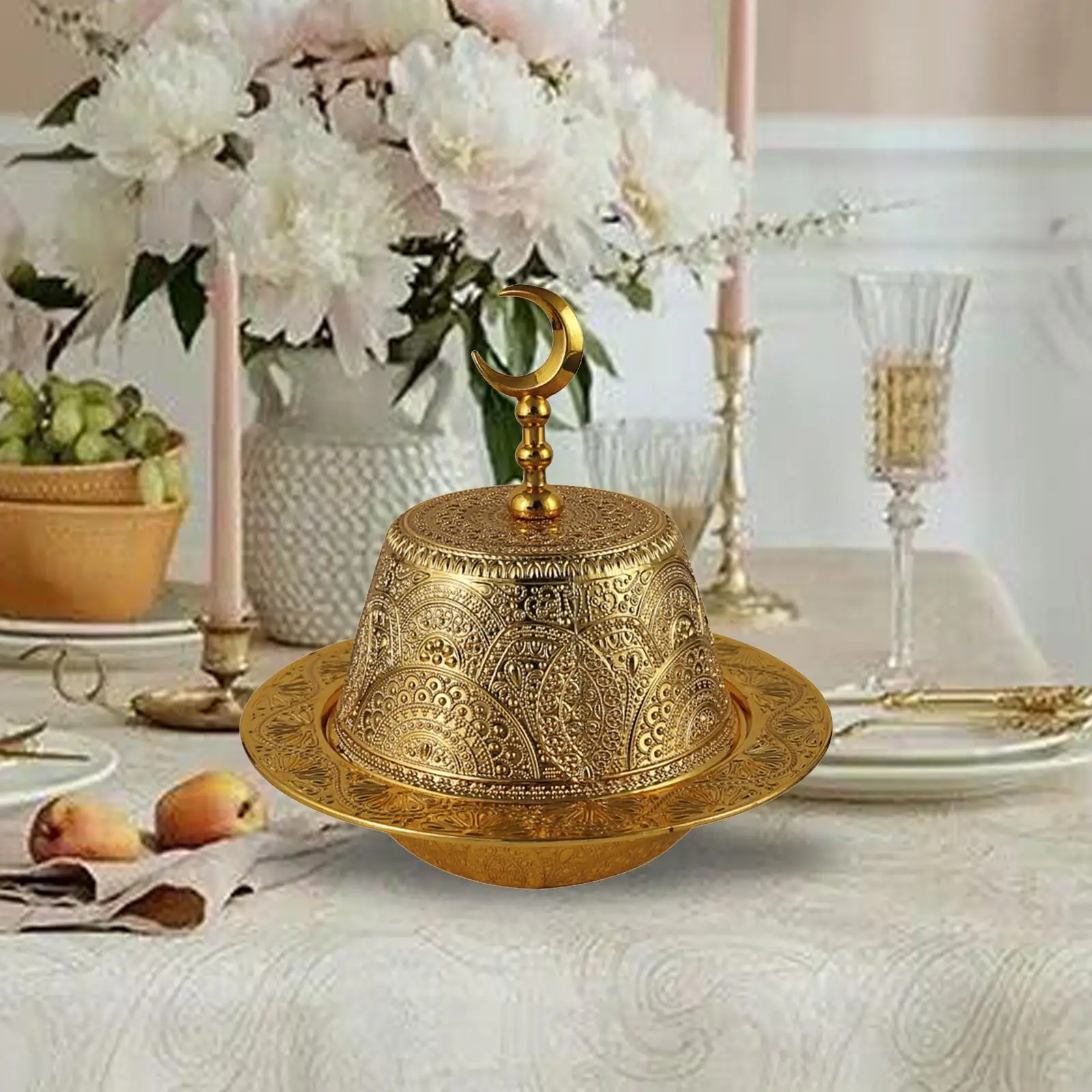 Serving Dish with Lid Metal Ramadan Decorations Party Supplies Sugar Chocolate Candy Bowl for Veggies Dessert Nuts Snacks Fruit