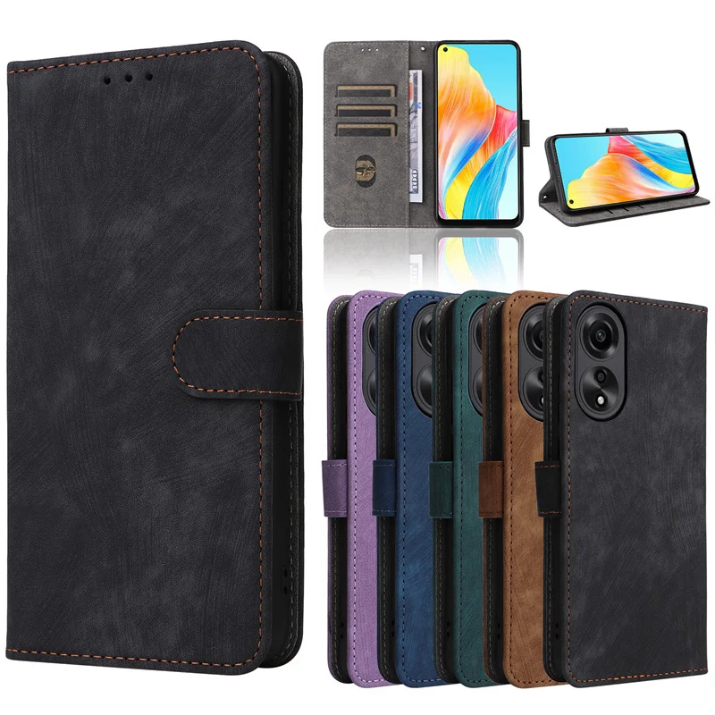 For OPPO A78 4G CPH2565 Case Wallet Anti-theft Brush Magnetic Flip Leather Case For OPPO A78 5G CPH2483 Phone Case