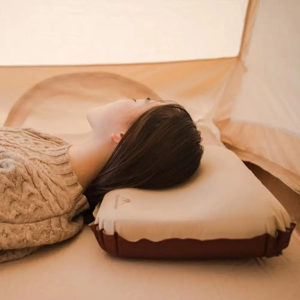 Ergonomic Camping Pillow High Rebound Thickened 3D Neck Protect Pillow Mute Compressible Self Inflating Pillow Outdoor Camping