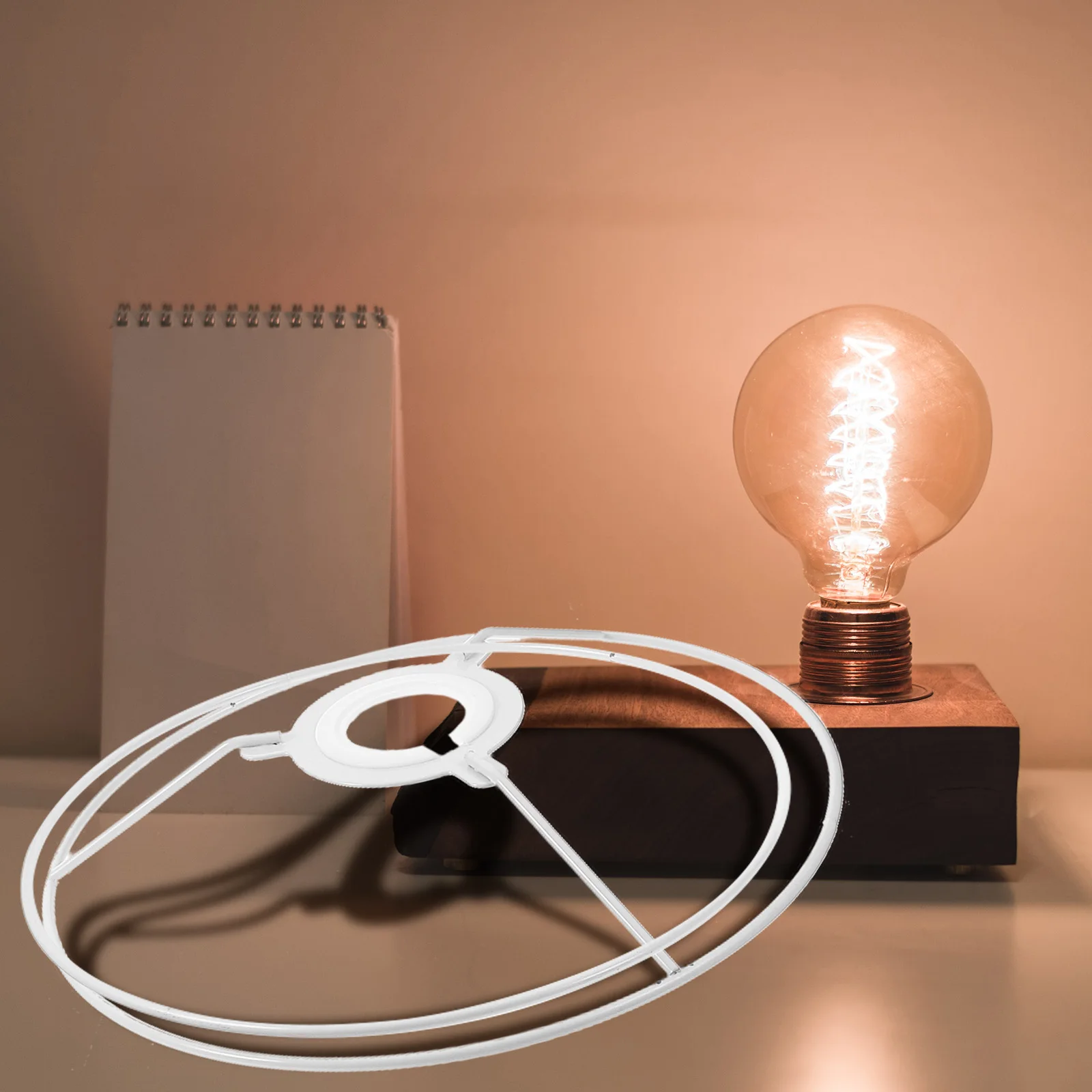 25cm Metal Lampshade Frame DIY Ring Shade Holder for Chandelier Retro Light Cover Lamp Shade Ring Set Wire Lamp Cover Support