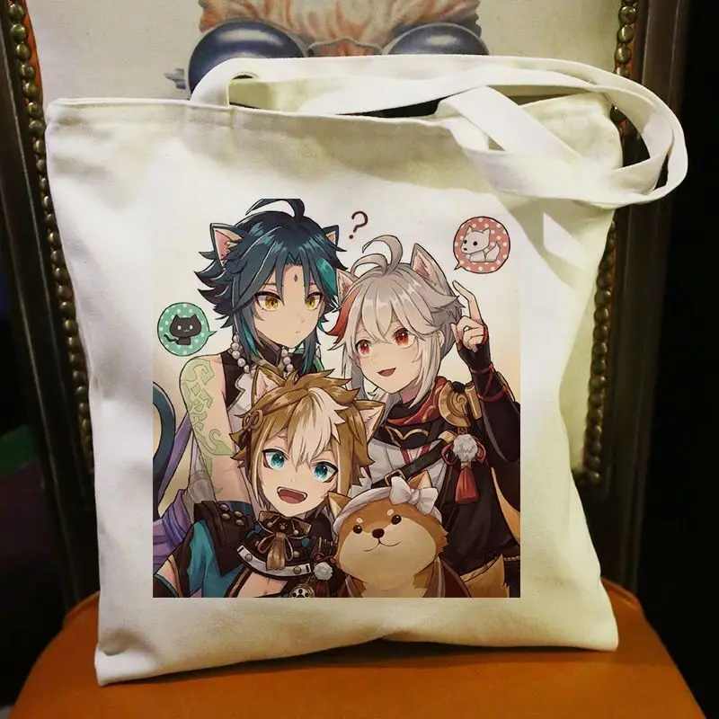 Scaramouche Merch Wanderer Of Genshin Impact Canvas Anime Cartoon Print Bag Gift Handbag Ani