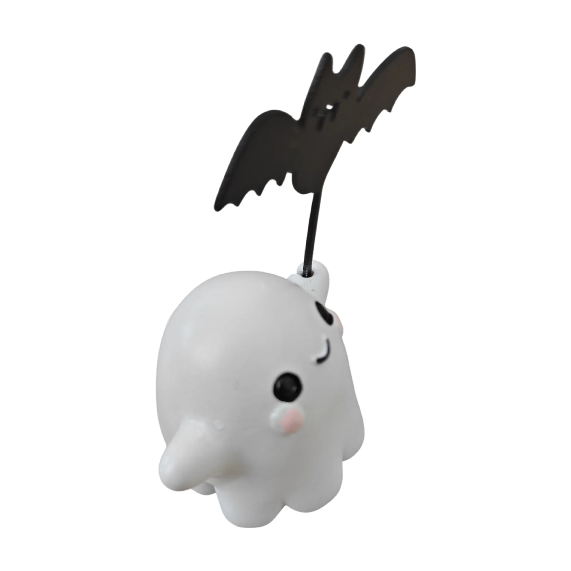 Ghost Dog Statue- Mini Halloween Decor with Bat & Haunted Base