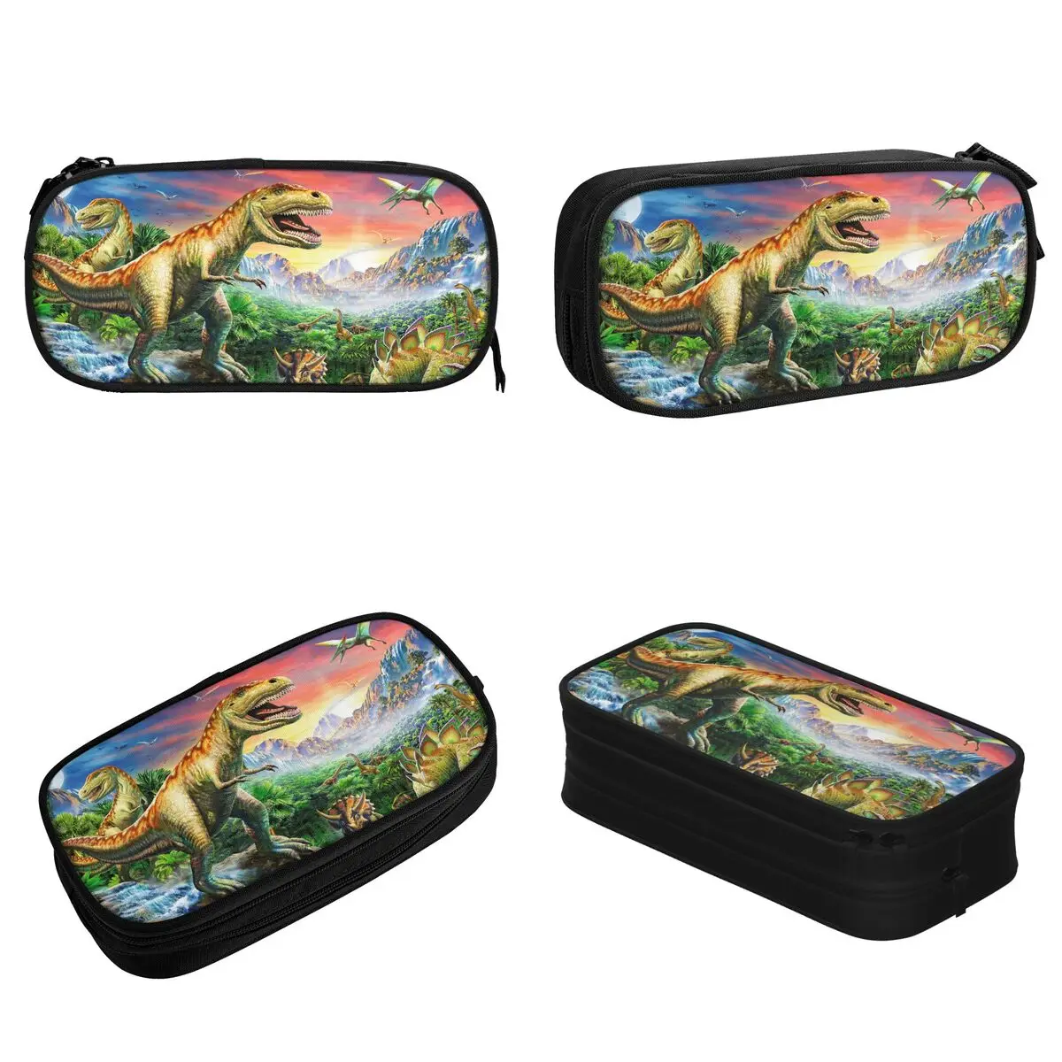 Dinosaur Family Animals Pencil Cases T-rex Tyrannosaurus Pen Bags Girl Boy Large Storage School Supplies Gift Pencil Pouch