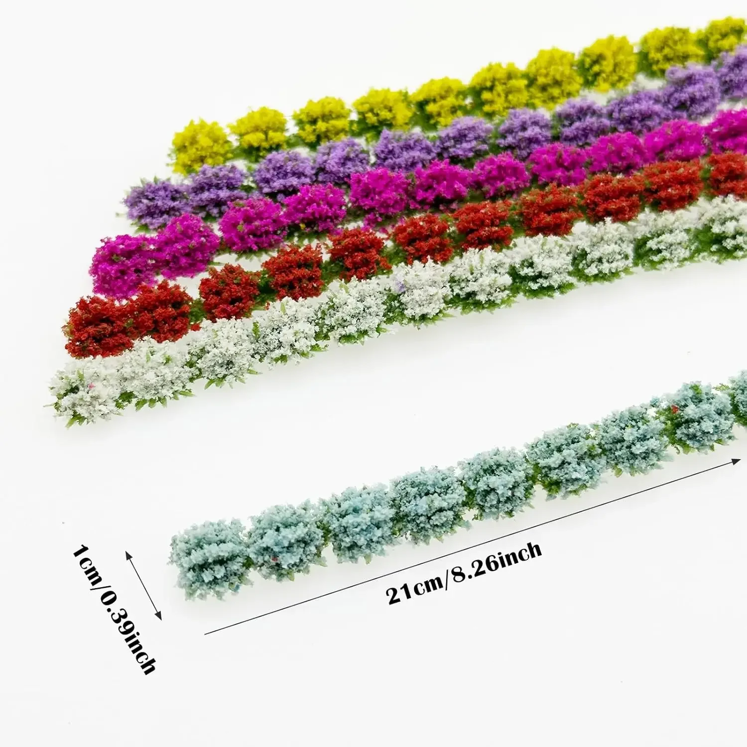 Artificial Plants Miniature Flower Cluster Plastic Shrub Strip for HO N Garden Decor/Sandtable Landscape/Diorama/Train Layout