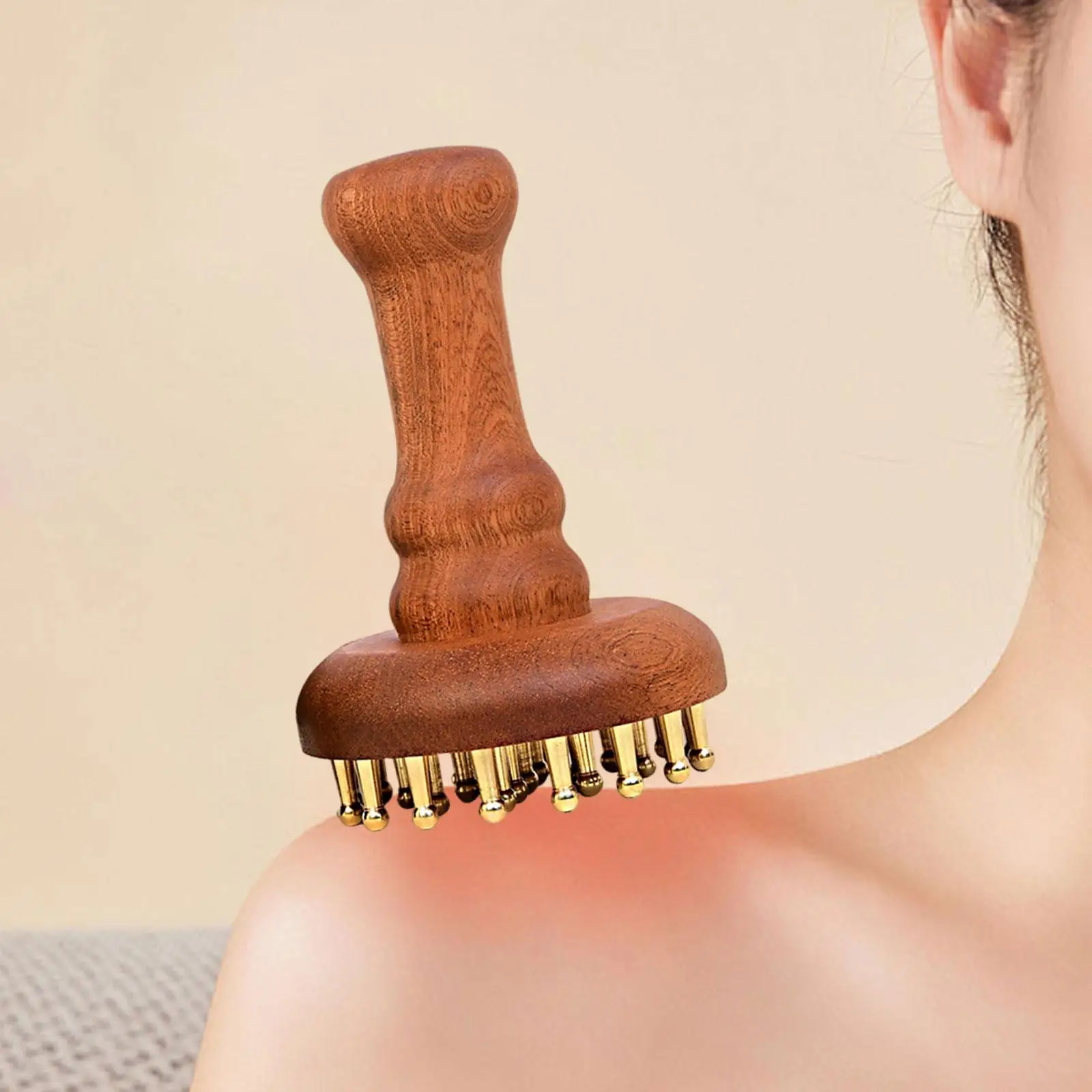 

Wooden Massage Comb 29 Brass Tooth Gift Household Styling Women Men Portable
