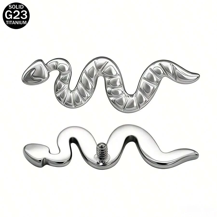 1pc F136 Titanium Alloy Internal Threaded Snake-Shaped Earrings Lip Piercing Jewelry Accessories Fashion Everyday Wear Unisex