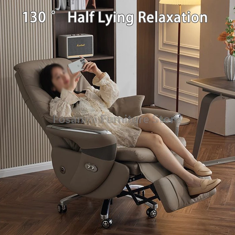 PU Leather Electric Office Chair Comfortable with Armrest and footrest Home Computer Swivel Chair Rechargeable Gaming Desk Chair