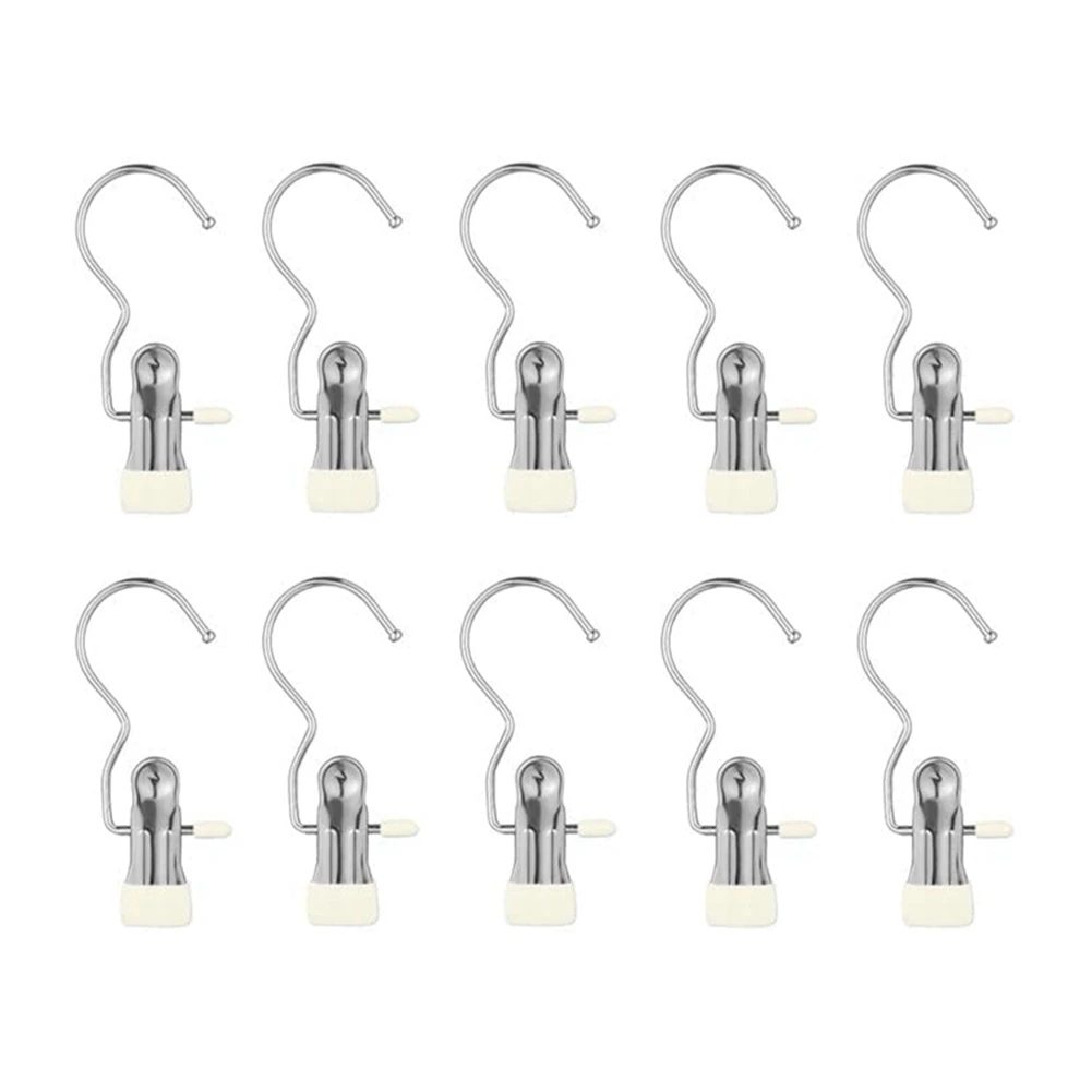 Heavy Duty Hanging Hooks Clips,New Boot Hangers for Closet,Laundry Hooks Hanging Clip Clothes,Hat Pants Towel Beige 10PC