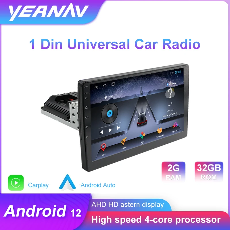 Android 12 Universal Touch Screen Gps Radio Stereo 10 Inch Car Video 1 Din Car Dvd Player With Screen Carplay Auto