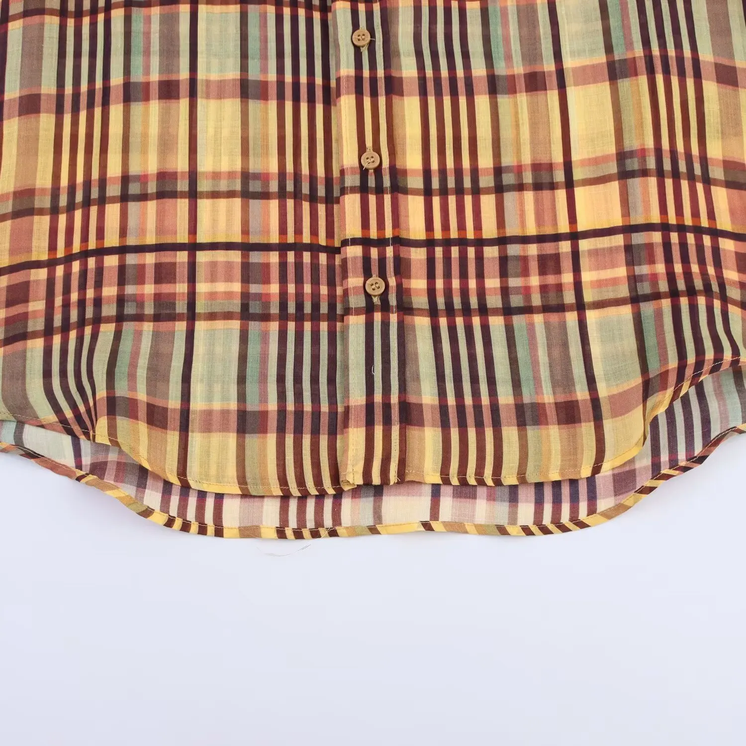 PB&ZA2025 camicia a quadri in lino a maniche lunghe con risvolto allentato casual autunno nuova tasca singola da donna