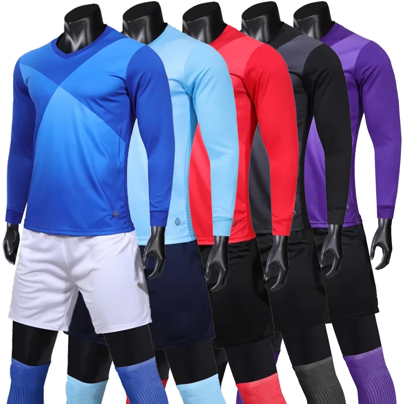 

Новые футбольные майки на заказ для мужчин, вратарские футболки с длинными рукавами, шорты, тренировочный костюм для футбола, комплект для взрослых, Maillot De Foot