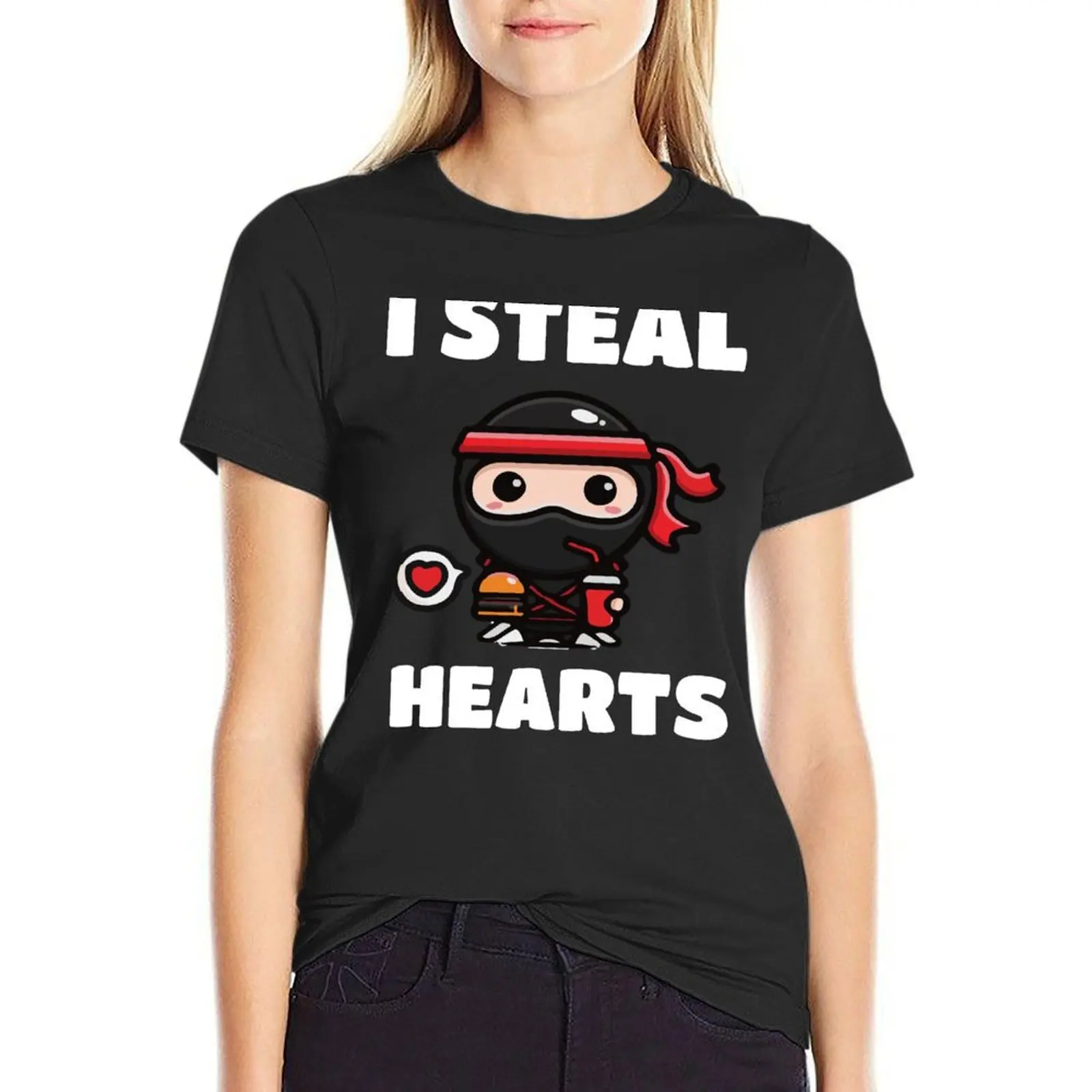 

I Steal Hearts Ninja Boys Valentines Day Toddler T-Shirt korean fashion animal print shirt for girls funny t shirts for Women