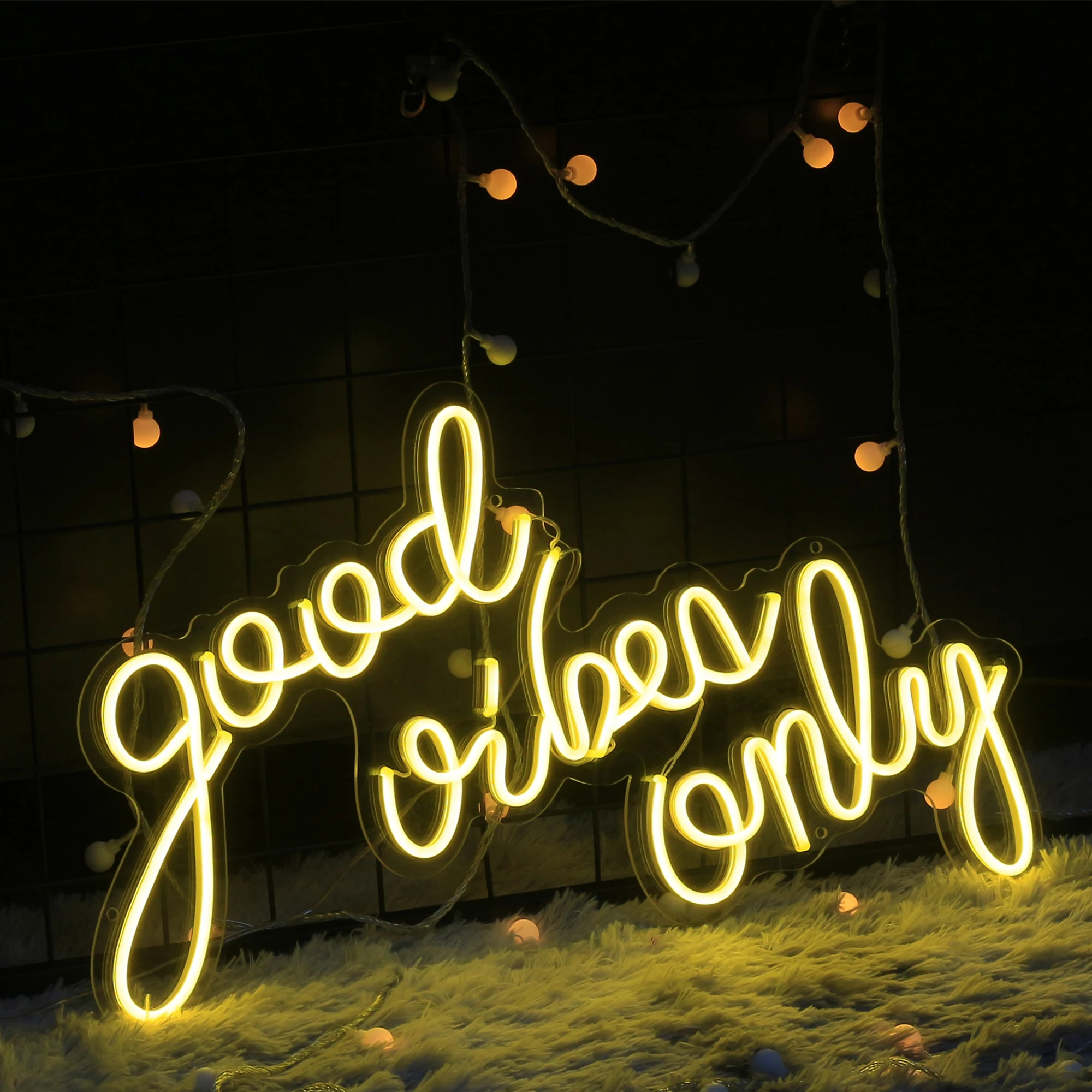 

Neon sign good vibes only Custom Waterproof Flex Wedding Handcrafted Love Neon For Shop Logo Club Nightclub Game Room Wall Decor