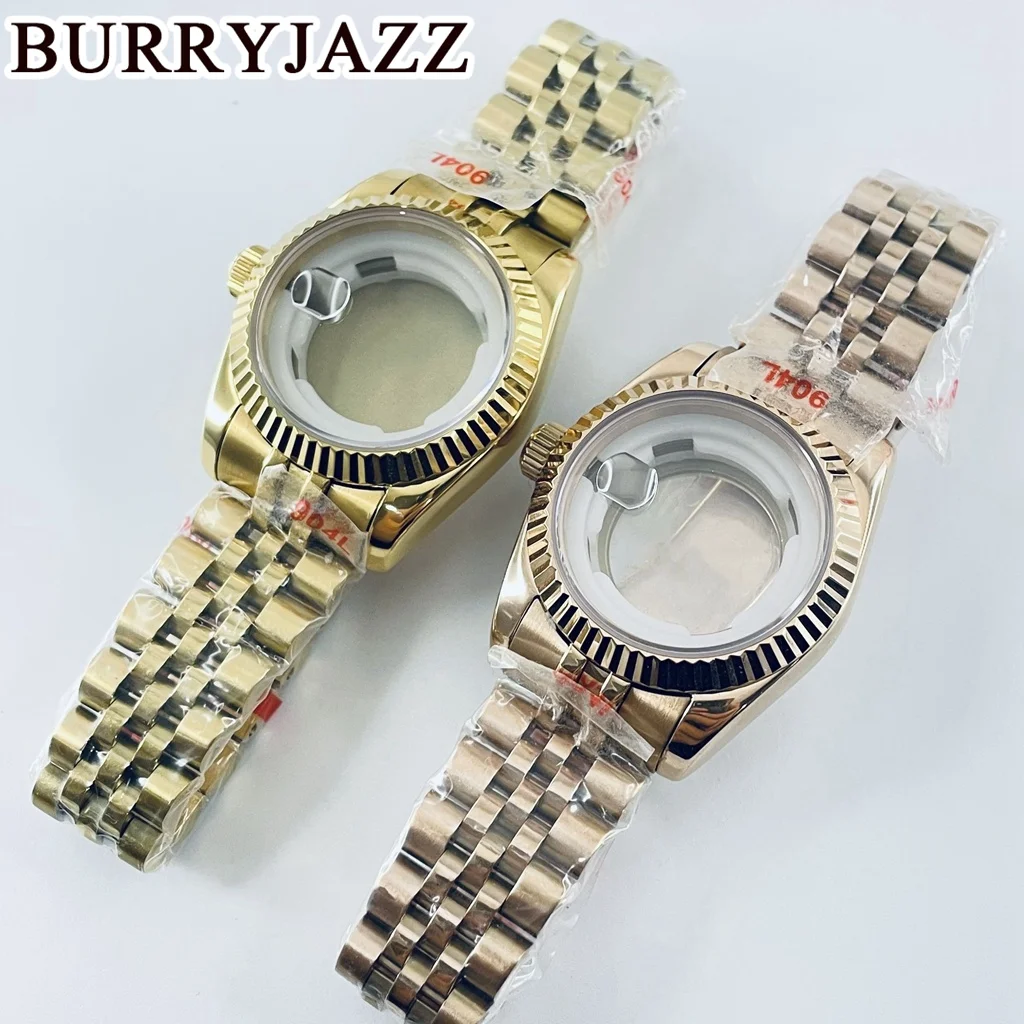BURRYJAZZ 31 mm NH05 NH06 Uhrengehäuse Silber Roségold Edelstahlgehäuse mit Saphirglas wasserdicht