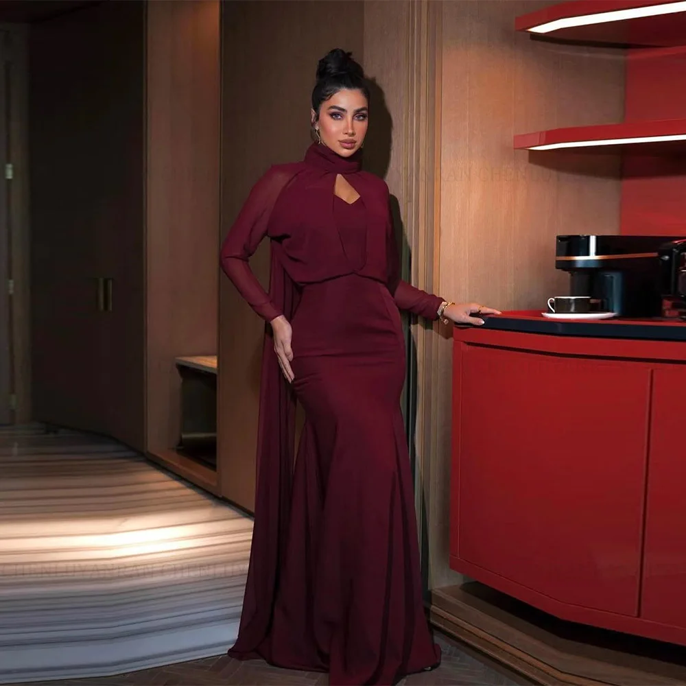 

MOLISA Customized Formal Chiffon Long Sleeve Bespoke Occasion Gown Evening Dresses Prom Pastrol Jersey Retro Dubai Saudi Arabic