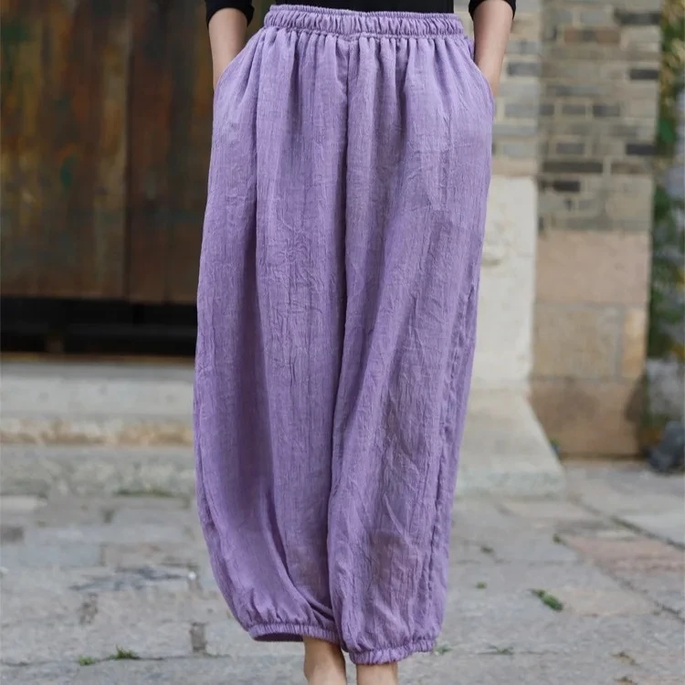 

New Pants For Women Spodnie Womens Trousers Loose Versatile Bloomers Women's Home Cotton And Linen Trousers Wide Leg Pants Women